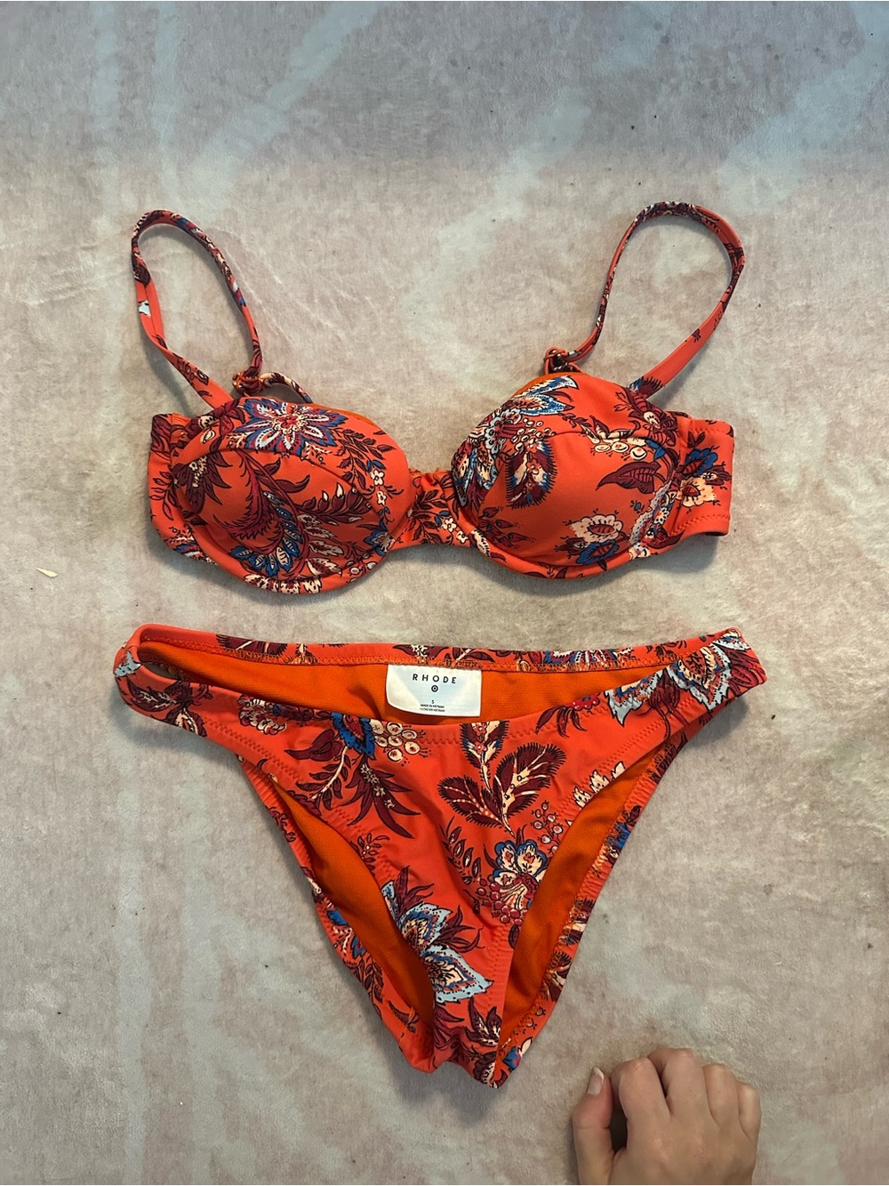 RHODE Orange Floral Underwire Bikini Set